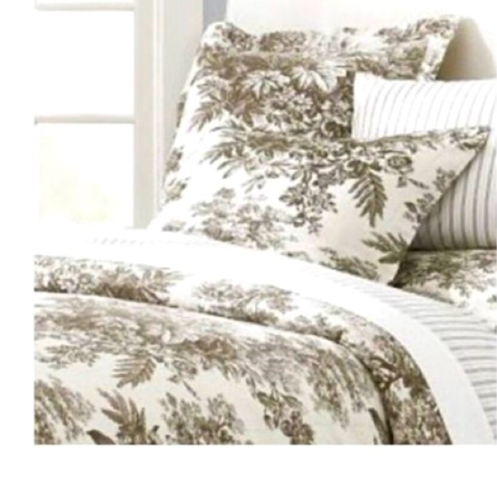 PotteryBarn Queen Matine TOILE Brown/Cream Linen F/Q Duvet Cover. Gorgeous!